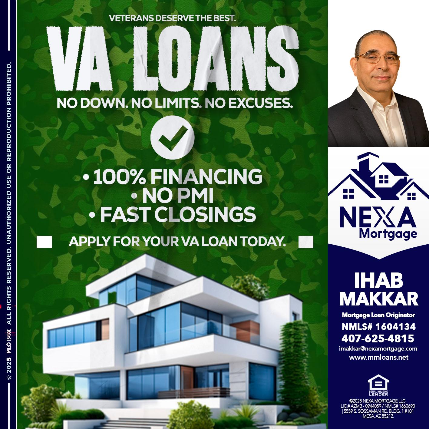 VA LOANS - Ihab Makkar -Mortgage Loan Originator
