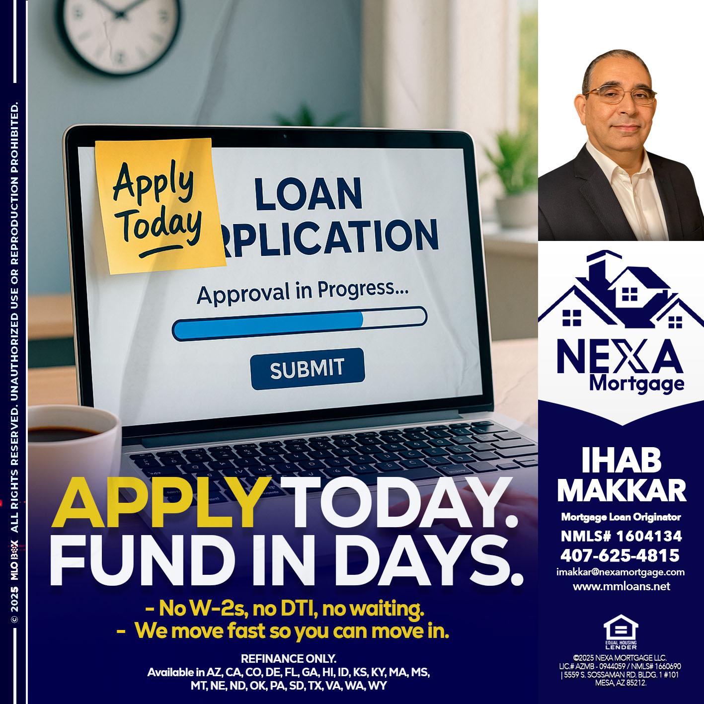 APPLY TODAY - Ihab Makkar -Mortgage Loan Originator