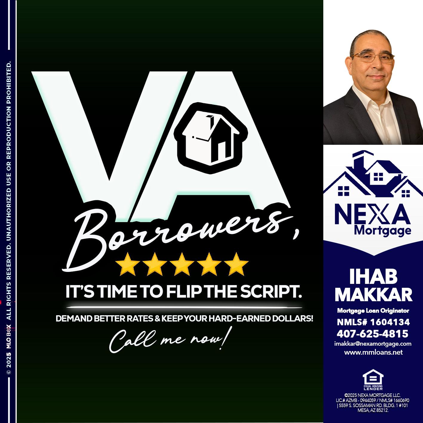 VA BORROWERS - Ihab Makkar -Mortgage Loan Originator