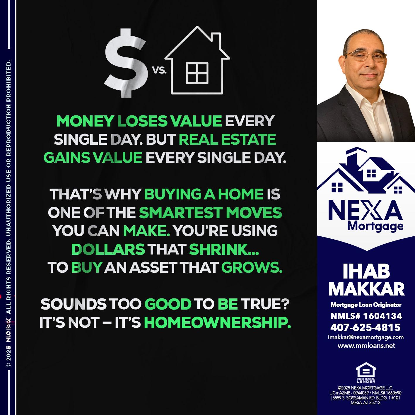 MONEY LOSES VALUE - Ihab Makkar -Mortgage Loan Originator