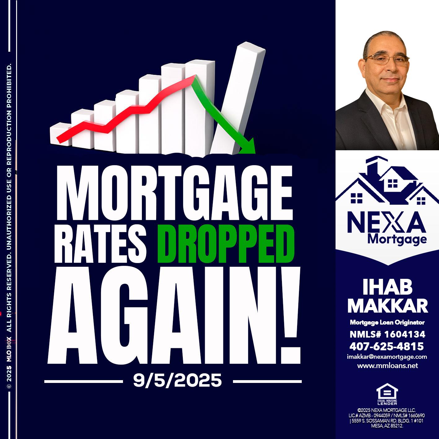 RATES DROP - Ihab Makkar -Mortgage Loan Originator