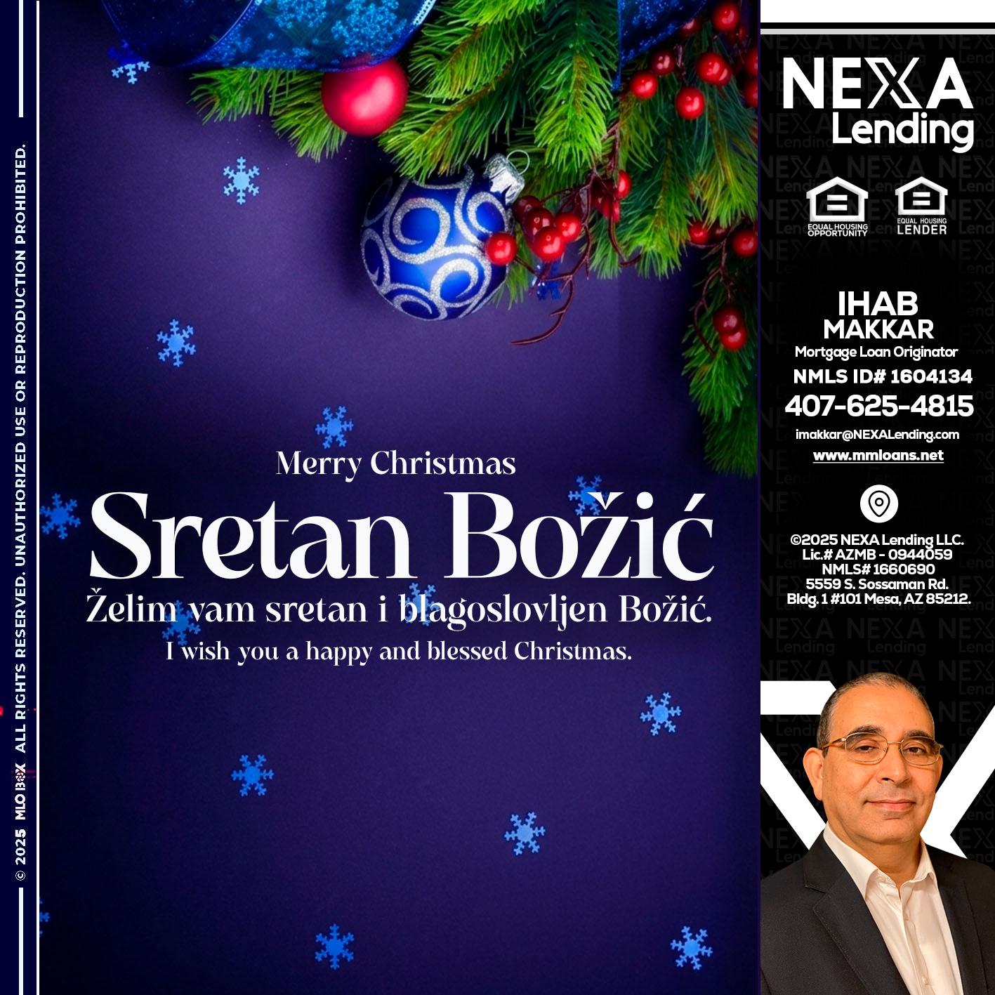 Sretan Božić - Ihab Makkar -Mortgage Loan Originator