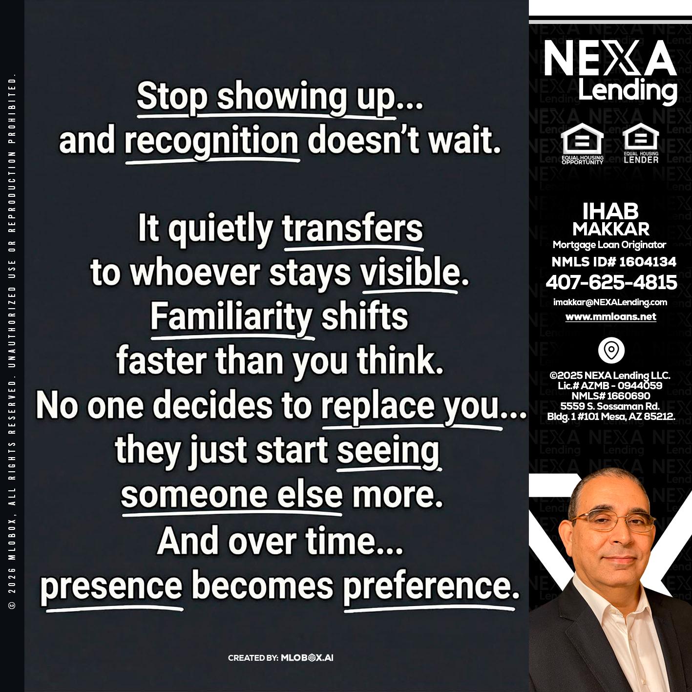STOP SHOWING - Ihab Makkar -Mortgage Loan Originator