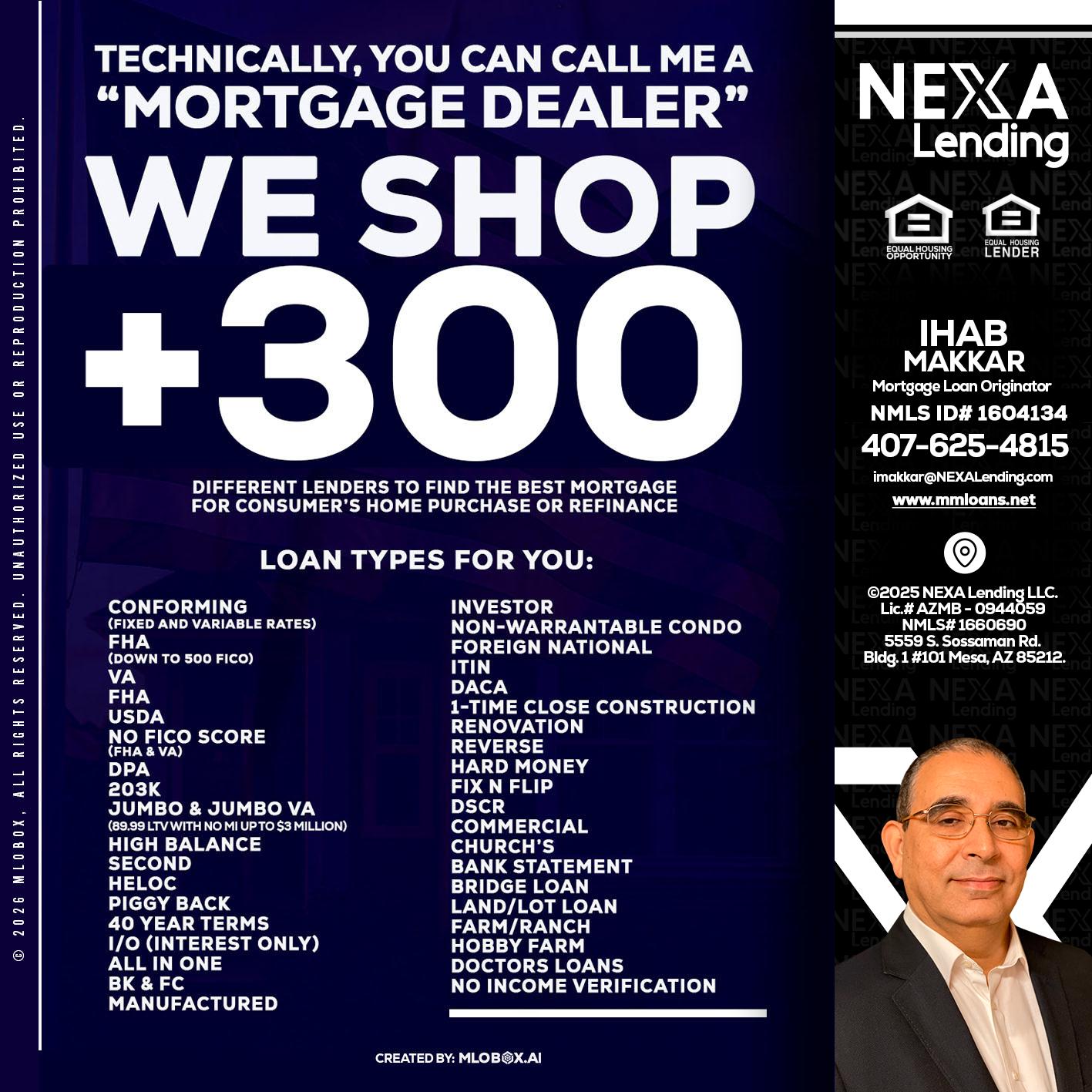 300+ LENDERS - Ihab Makkar -Mortgage Loan Originator