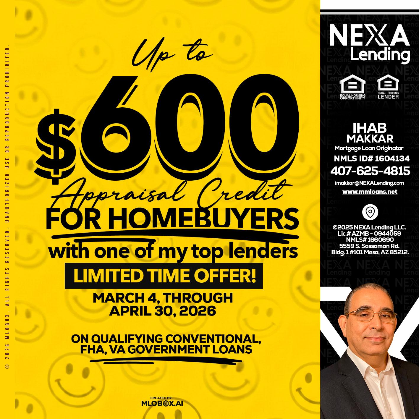 UP TO 600 - Ihab Makkar -Mortgage Loan Originator