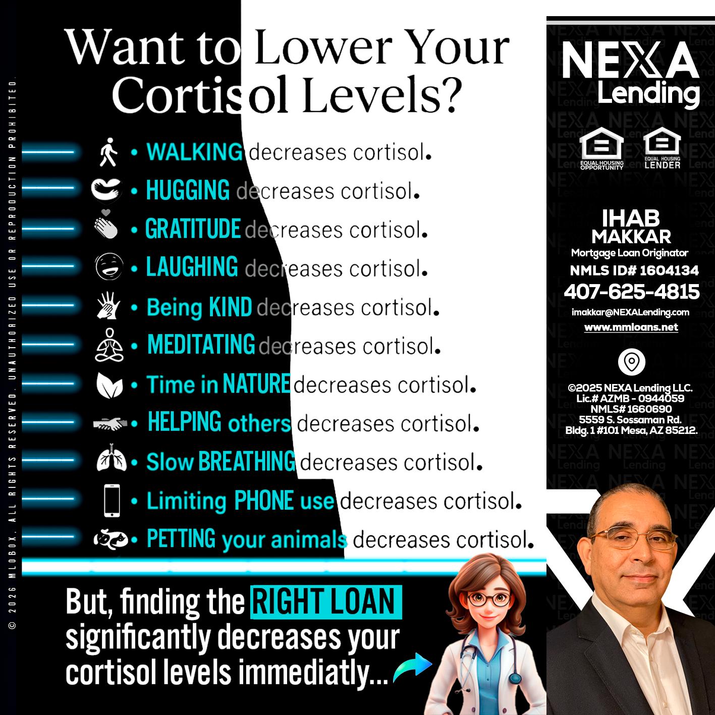 Want to lower Your Cortisol Levels? - Ihab Makkar -Mortgage Loan Originator