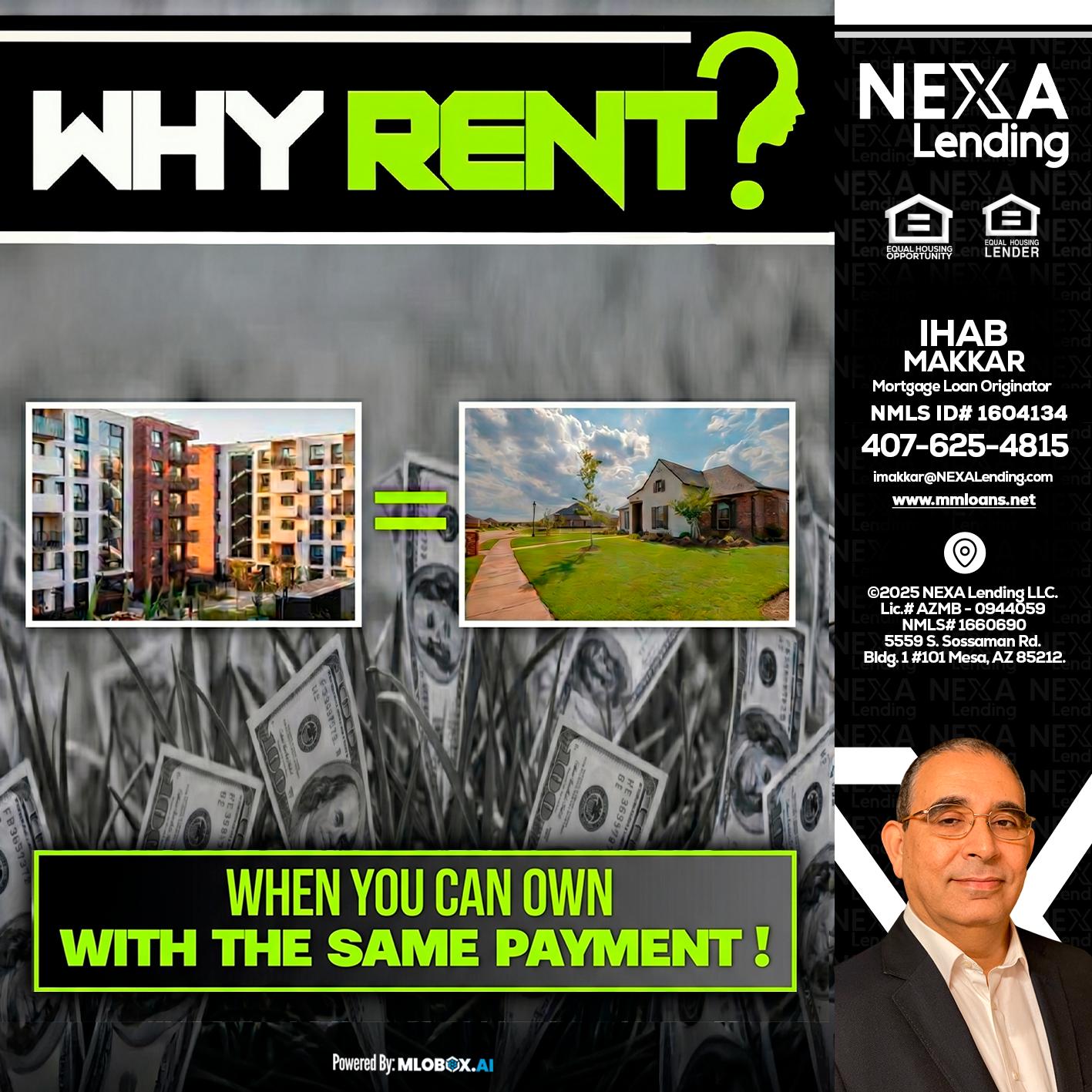 WHY RENT? - Ihab Makkar -Mortgage Loan Originator