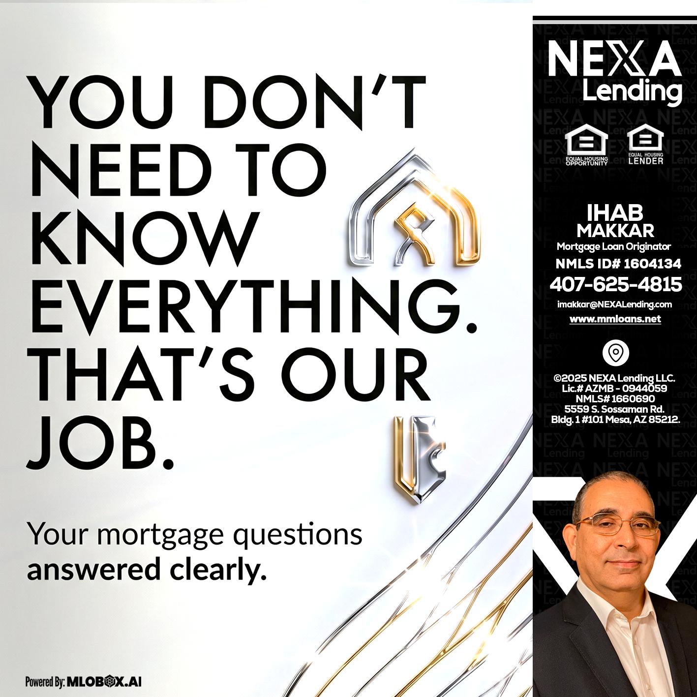 THAT IS OUR JOB - Ihab Makkar -Mortgage Loan Originator