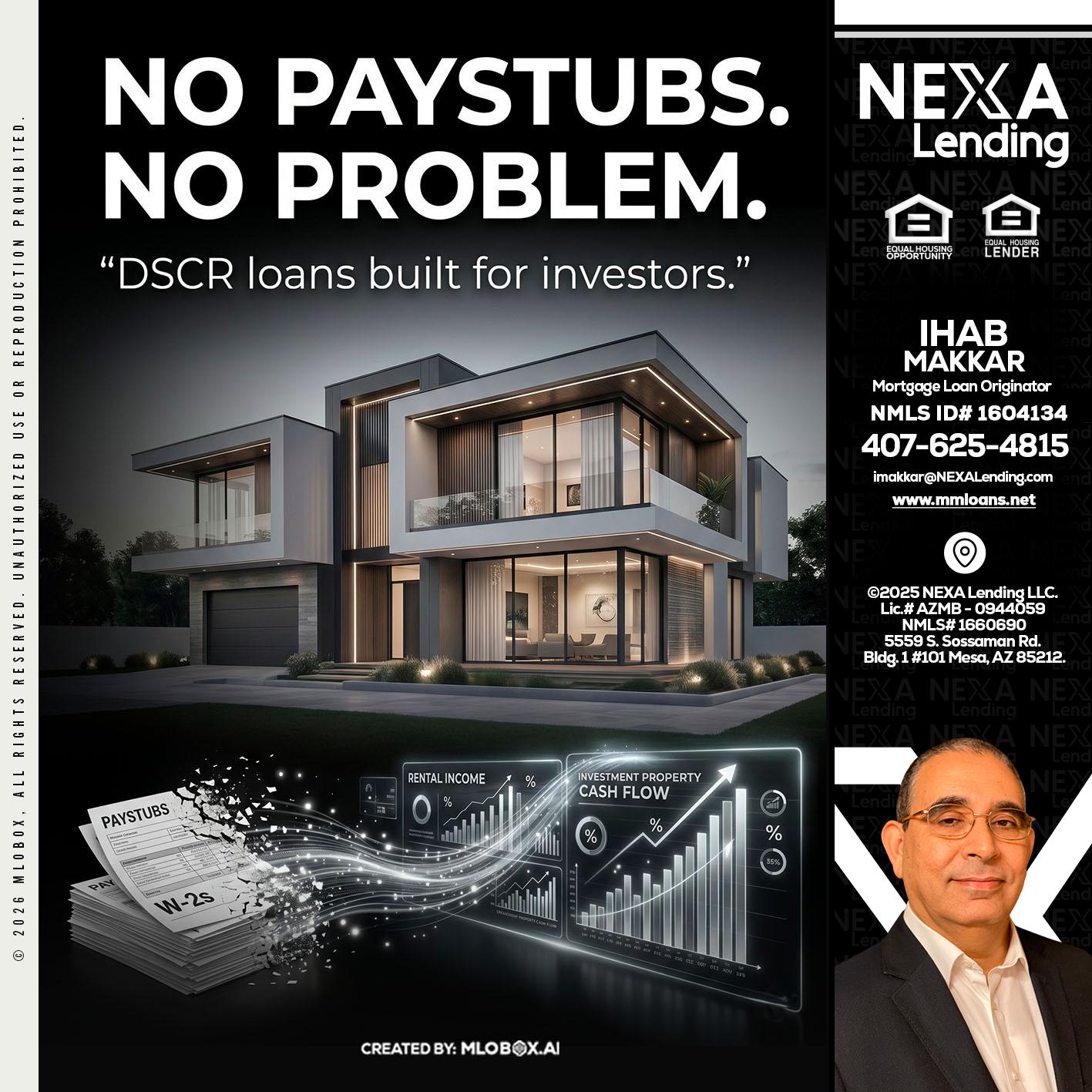 no paystub - Ihab Makkar -Mortgage Loan Originator