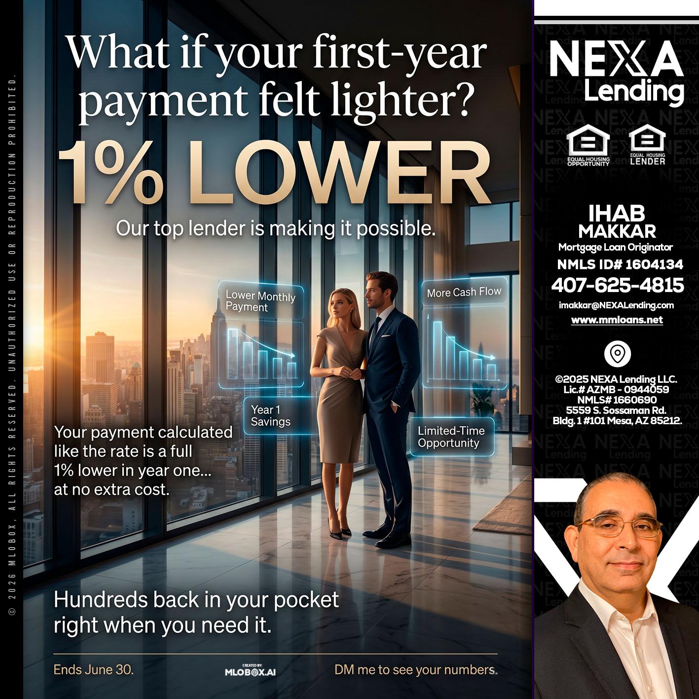 1% LOWER - Ihab Makkar -Mortgage Loan Originator