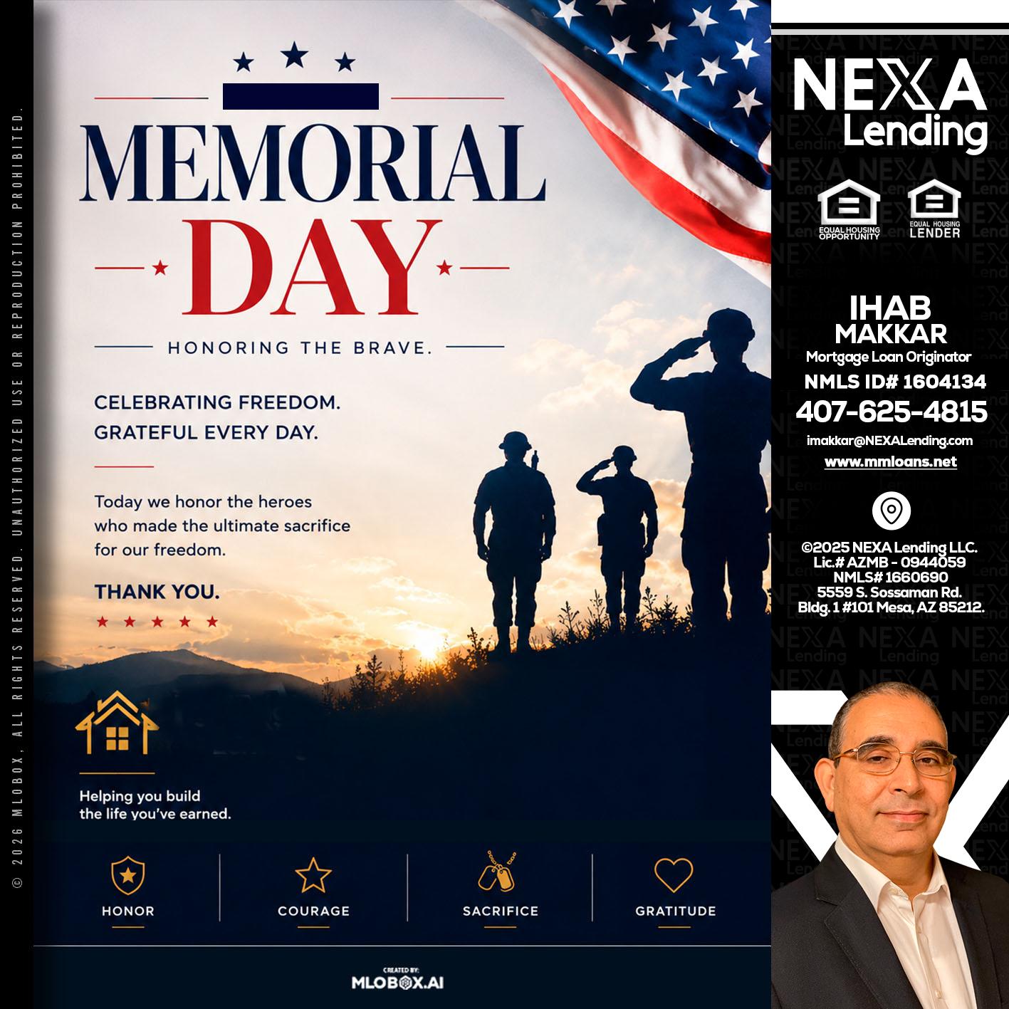 MEMORIAL DAY - Ihab Makkar -Mortgage Loan Originator