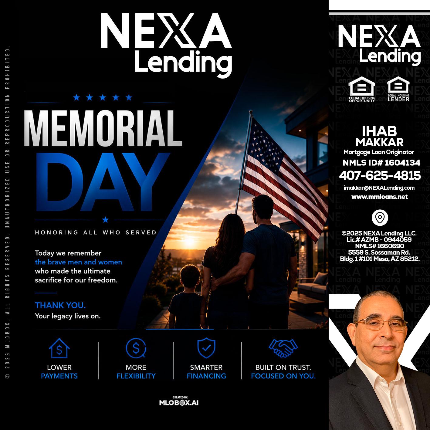 MEMORIAL DAY - Ihab Makkar -Mortgage Loan Originator