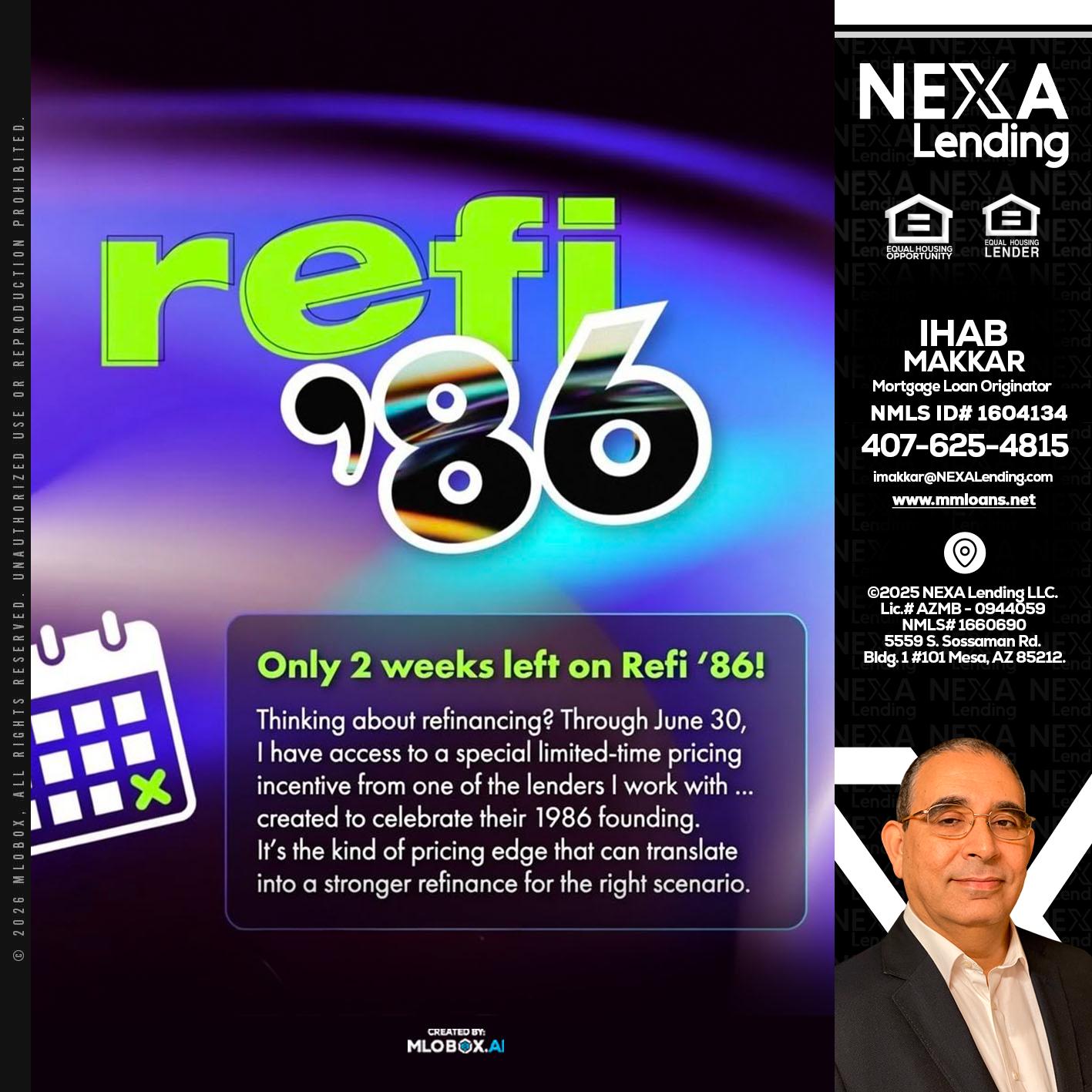 REFI 86 - Ihab Makkar -Mortgage Loan Originator