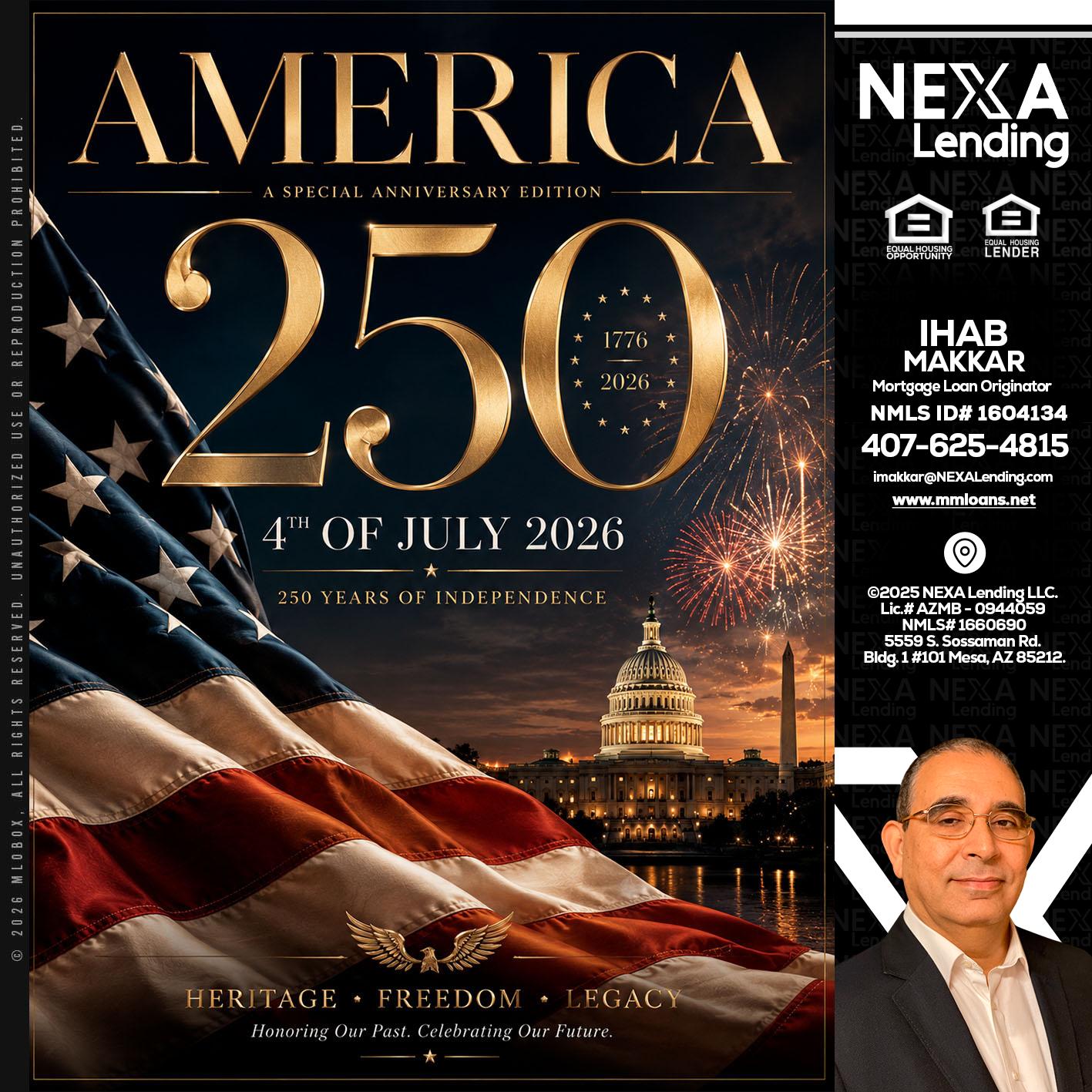 AMERICA 250 TH - Ihab Makkar -Mortgage Loan Originator