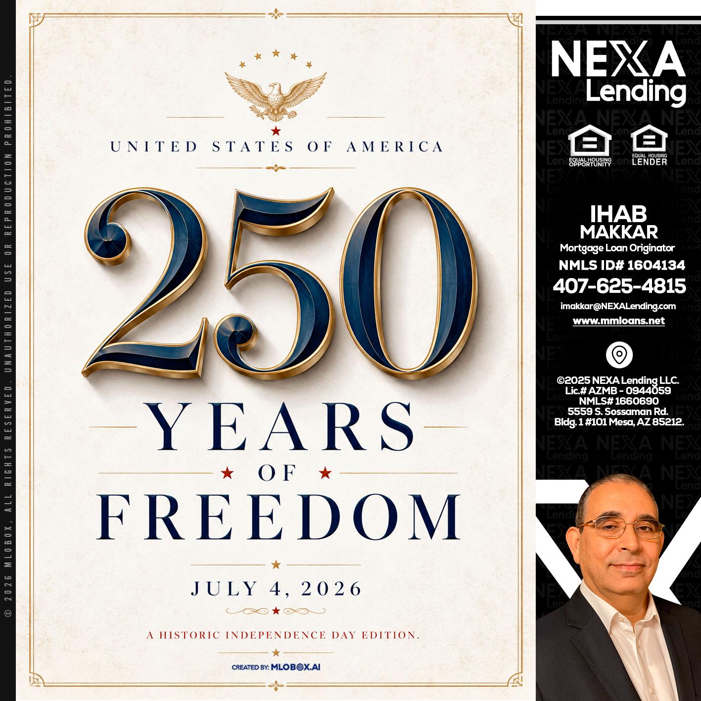250 YEARS - Ihab Makkar -Mortgage Loan Originator