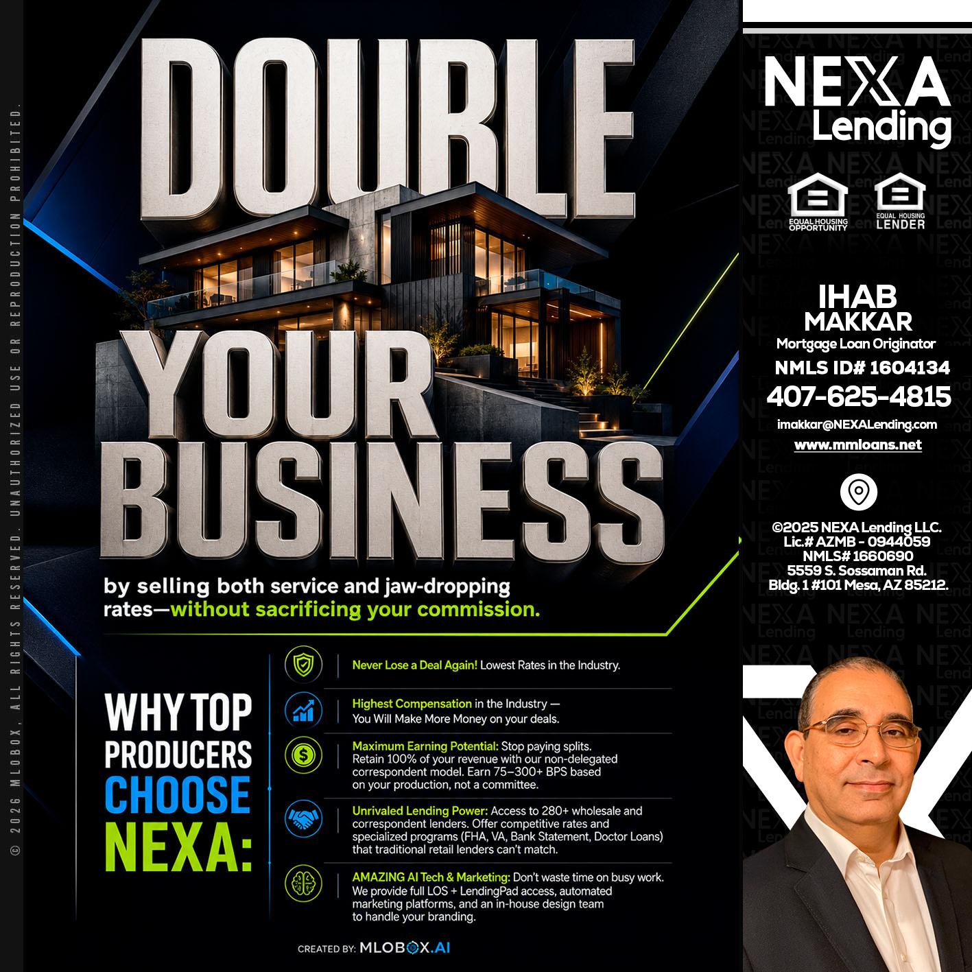 DOUBLE YOUR BUSINESS - Ihab Makkar -Mortgage Loan Originator