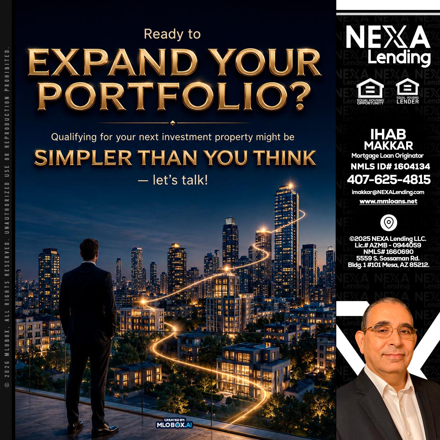 expand you portfolio - Ihab Makkar -Mortgage Loan Originator